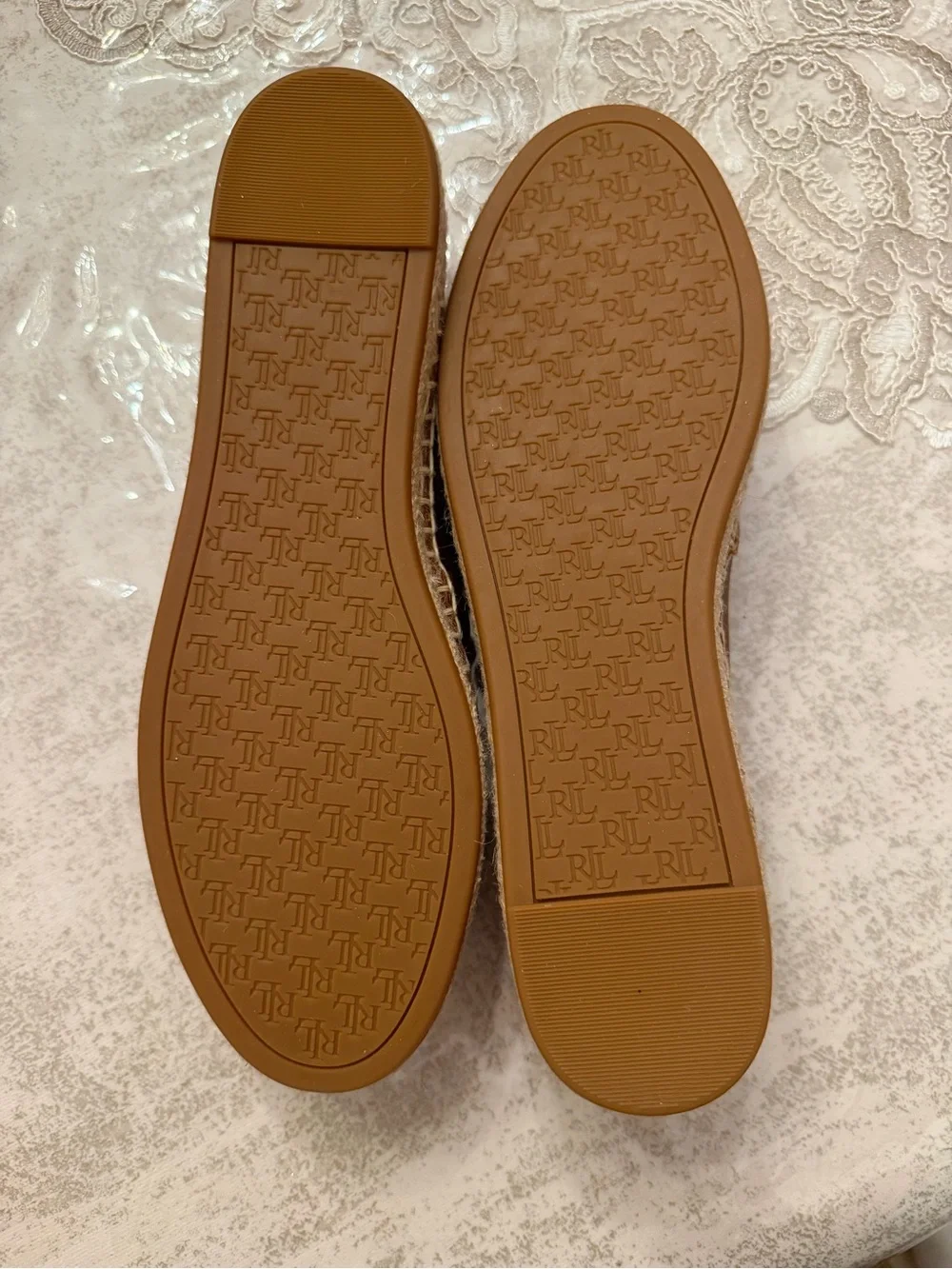 Ralph Lauren Women’s Espadrille Slip-On Shoes Brown Leather Look Size 9 NWOB